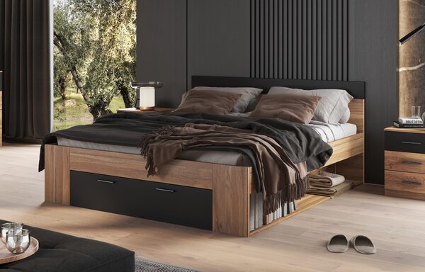 Manželská postel 180 cm Benson MW92 (dub mauvella + černá)