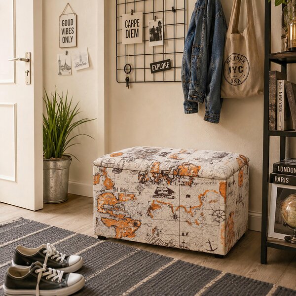 TRUHLOVÁ LAVICE, textil, kompozitní dřevo, 65/42/40 cm Carryhome - Taburety, Online Only