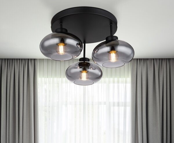 Globo 15572-3D - Přisazený lustr SHAUN 3xE27ILLU/40W/230V černá