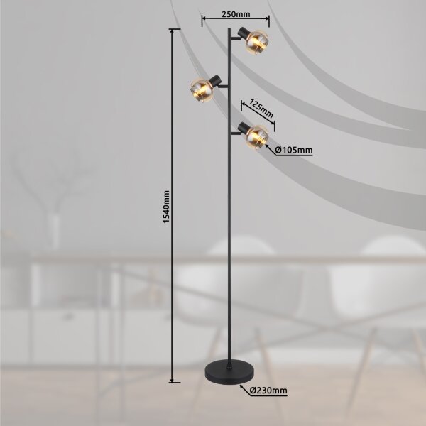 Globo 54309SB - Stojací lampa TOKKI 3xE14/40W/230V černá