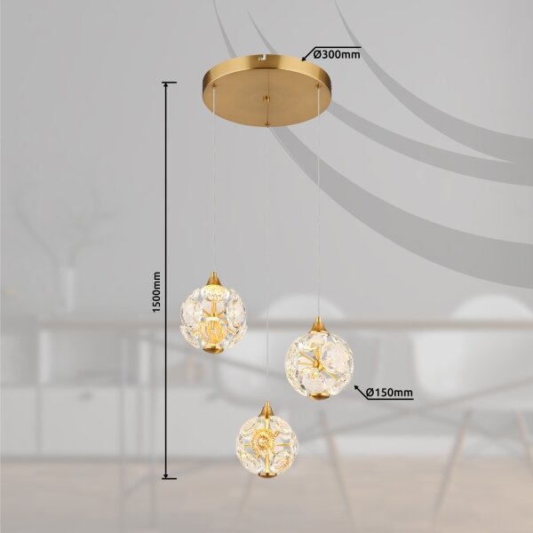 Globo 16047-3H - LED Lustr na lanku VIRINA LED/24W/230V 3000K zlatá