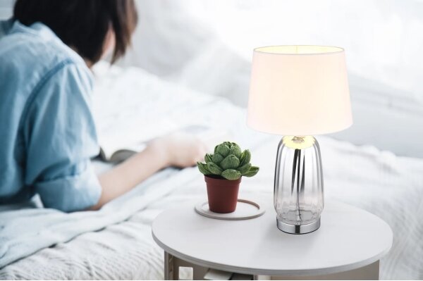 Globo 24142W - Stolní lampa CLASSY 1xE27/40W/230V bílá/stříbrná