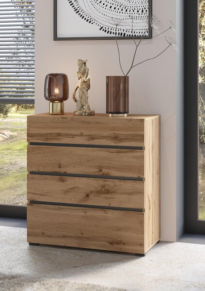 Komoda Crossroad S28 (dub wotan + černá). Akce -18%