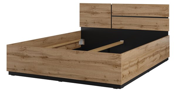 Manželská postel 160 cm Crossroad S31 (dub wotan + černá)