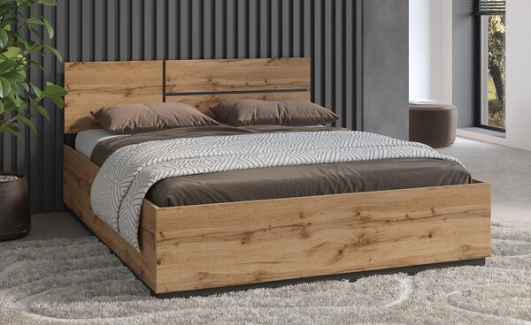 Manželská postel 160 cm Crossroad S31 (dub wotan + černá)