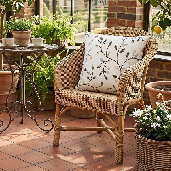 Povlak SOFAS multi leaves bílokhaki 45 x 45 cm