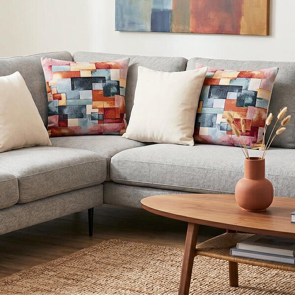 Povlak SOFAS aqua geo pestrá 45 x 45 cm