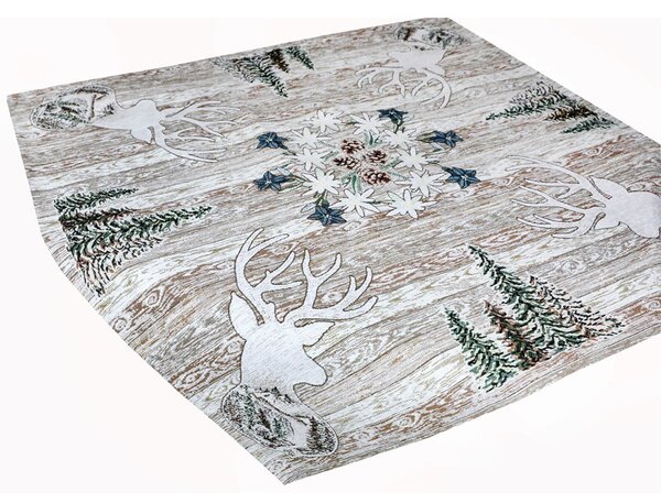 Gobelínový ubrus na stůl Jelen hnědý 90x90 cm Chenille IT027 Barva Hnědá Rozměry 90x90 cm