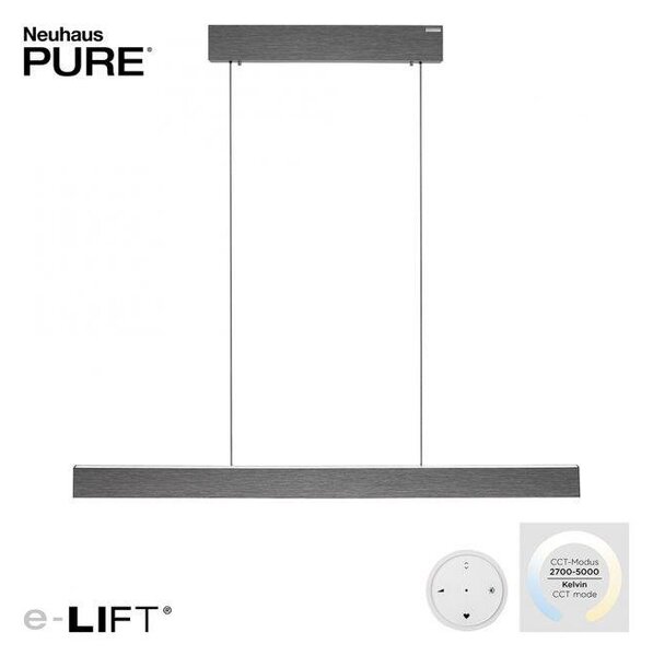 Paul Neuhaus Závěsné LED svítidlo PURE-E-MOTION, 45W, d. 120 cm, 2700-5000K, elektricky nastavitelná výška Barva: Platina