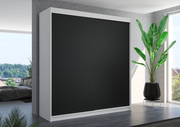 Šatní skříň s posuvnými dveřmi 200 cm HAVRIS - bílá / černá