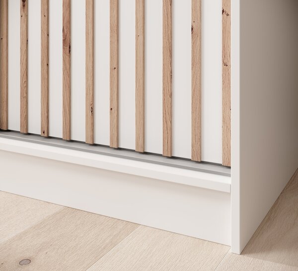 Skříň s lamelami a zrcadlem 200 cm DERNIA - bílá