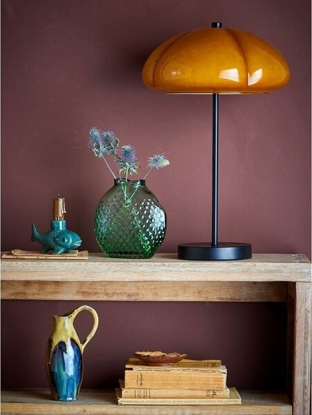 Okrově žlutá stolní lampa se skleněným stínidlem (výška 46,5 cm) Kinoko – Bloomingville