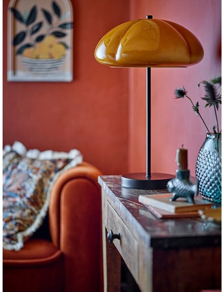 Okrově žlutá stolní lampa se skleněným stínidlem (výška 46,5 cm) Kinoko – Bloomingville