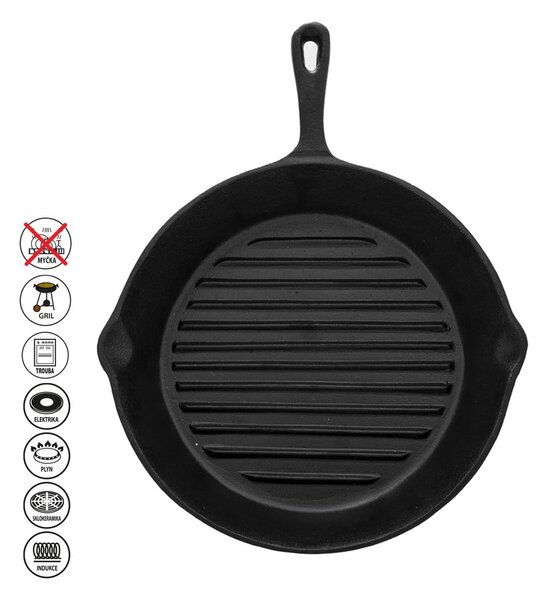 Grilovací litinová pánev ø 24 cm Litina – Orion