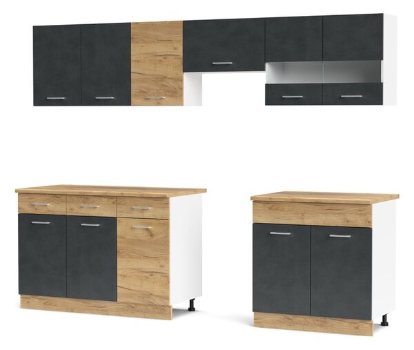Kuchyňský blok ESPERO 260 antracitová/dub craft zlatý