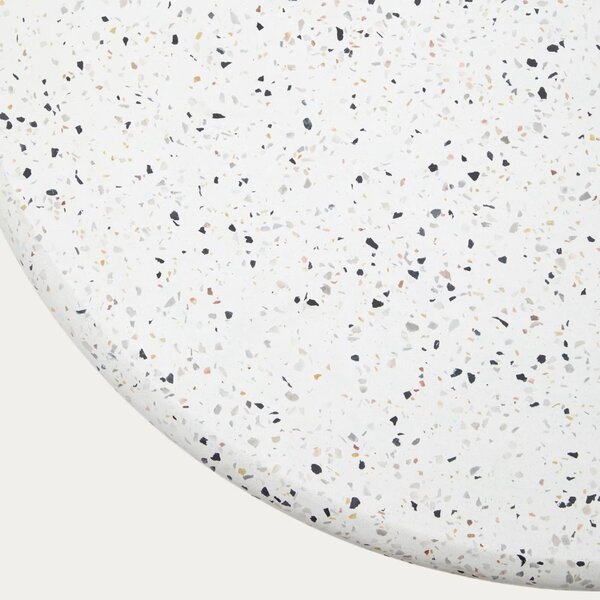 Bílý terrazzo zahradní barový stůl Kave Home Saura 70 cm s černou podnoží