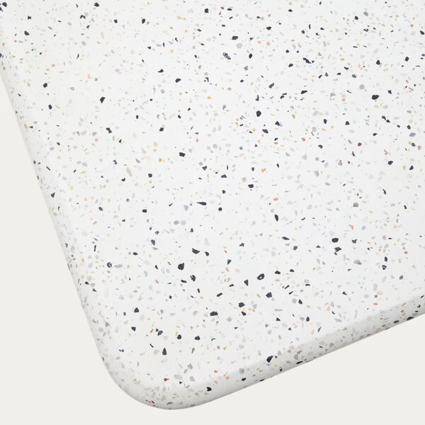 Bílý terrazzo zahradní stůl Kave Home Saura 70 x 70 cm s černou podnoží