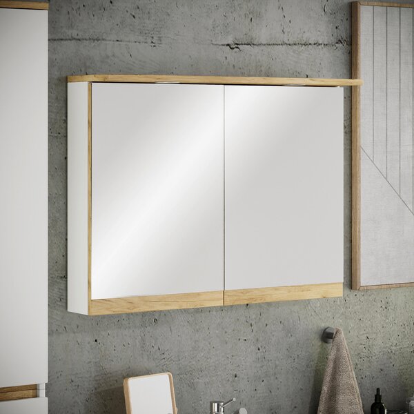ZRCADLOVÁ SKŘÍŇKA, bílá, medový dub, bílá, medový dub, 80/59/23 cm MID.YOU - Koupelnové série, Online Only