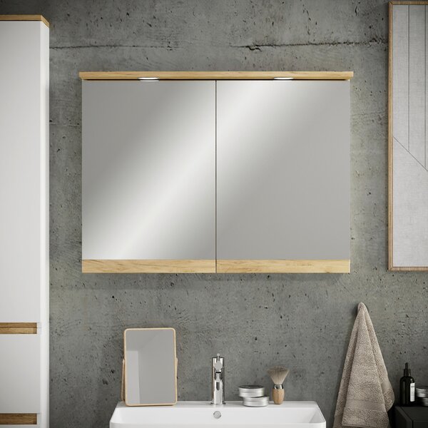 ZRCADLOVÁ SKŘÍŇKA, bílá, medový dub, bílá, medový dub, 80/59/23 cm MID.YOU - Koupelnové série, Online Only