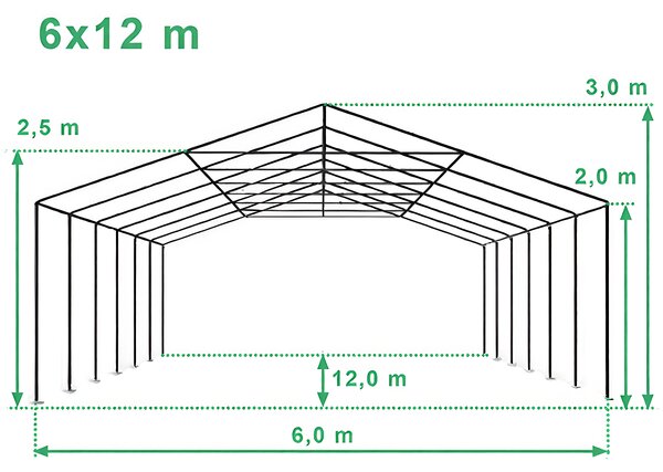 Párty stan 6x12 m PREMIUM - ohnivzdorný barva Modro-bílá