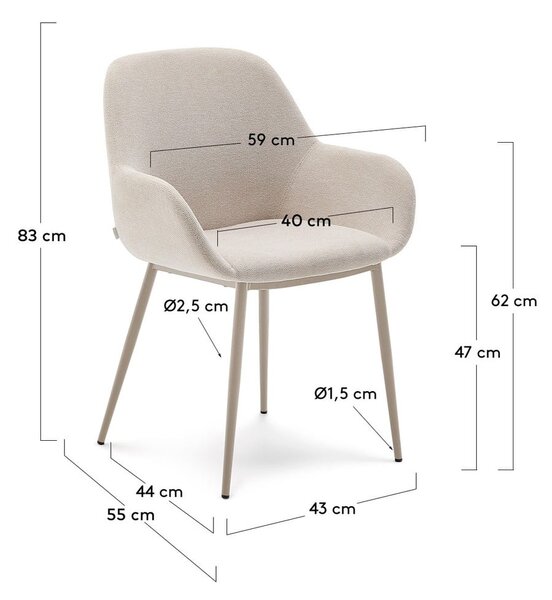 Krémové čalouněné jídelní křeslo Konna – Kave Home