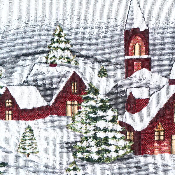 Povlak MOTIV polární vesnička bíločervená 45 x 45 cm