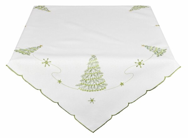 Forbyt Vánoční ubrus Stromek bílo-zelená, 85 x 85 cm