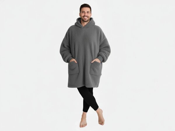 XPOSE® Beránková mikinová deka - tmavě šedá