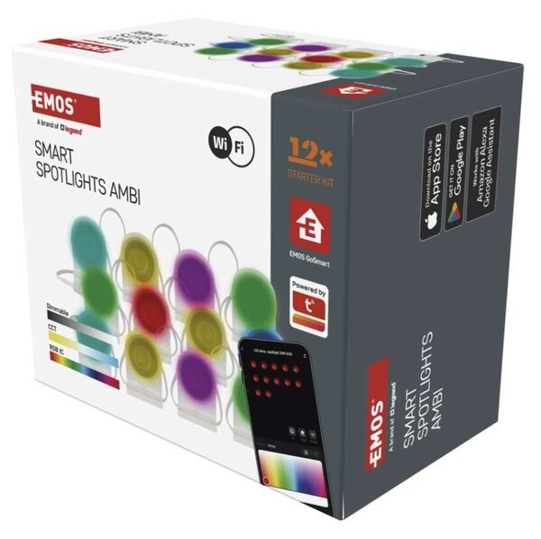 EMOS GoSmart LED bodové svítidlo – řetěz 255 cm, 12 dílů, 7 W, RGBIC+CCT, stmívatelné, WiFi 1555015000