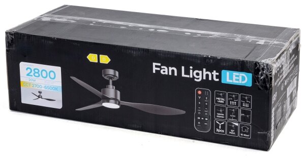 ZEVENTI - LED Stmívat stropní ventilátor LED/20W/230V 2700-6500K 132cm černá+DO