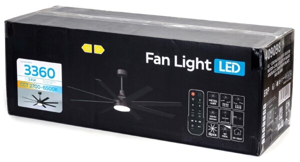 ZEVENTI - LED Stmívat stropní ventilátor LED/24W/230V 2700-6500K 165cm černá+DO