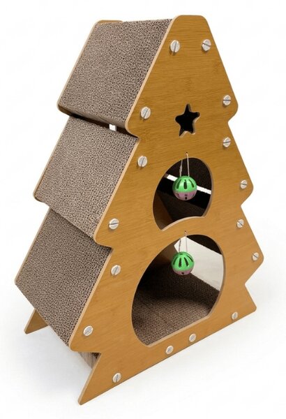 Škrabadlo pro kočky CHRISTMAS TREE 41x56 cm, hnědé