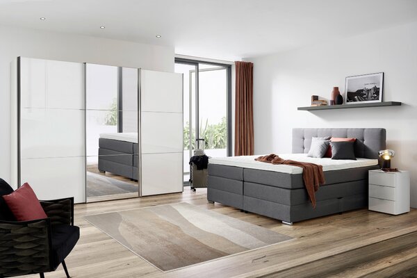 POSTEL BOXSPRING, 180/200 cm, šedá Moderano - Postele s úložným prostorem