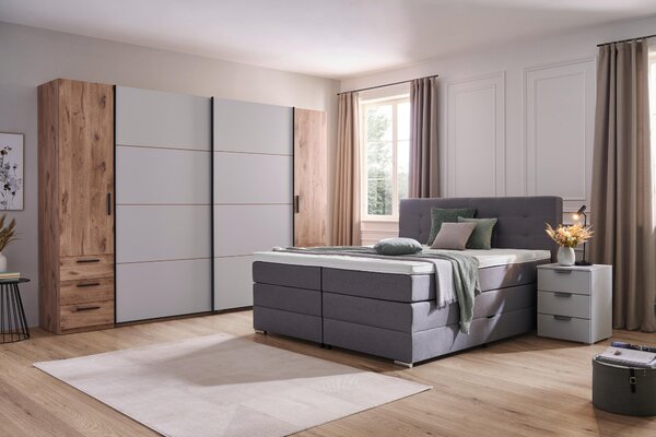 POSTEL BOXSPRING, 180/200 cm, šedá Moderano - Postele s úložným prostorem