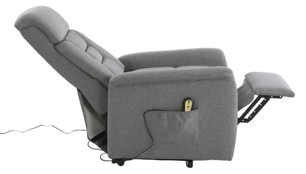 TV křeslo VENTO s elektrickým polohováním — látka, šedá