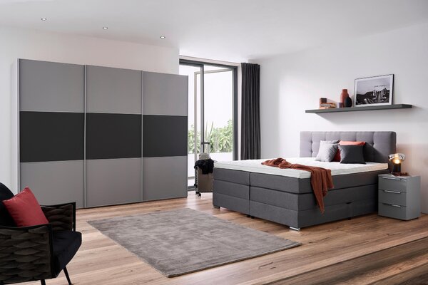 POSTEL BOXSPRING, 180/200 cm, šedá Moderano - Postele s úložným prostorem