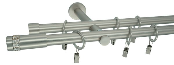 Kovovégarnýže.cz Garnýž Astra modern 19 mm matný nikl Varianta jednořadá nebo dvouřadá: Jednořadá, Délka: 120 cm, Uchycení látky: Kroužky s žabkou
