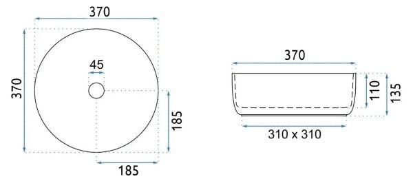 REA-U4566 - Umyvadlo na desku SAMI pr. 37 cm keramika/matná oranžová
