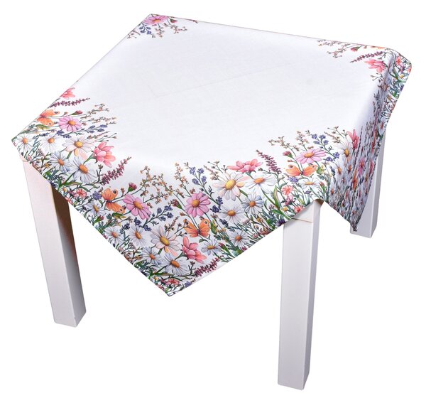 Tegatex Polyesterový ubrus- luční květy s motýly Velikost: 85*85 cm