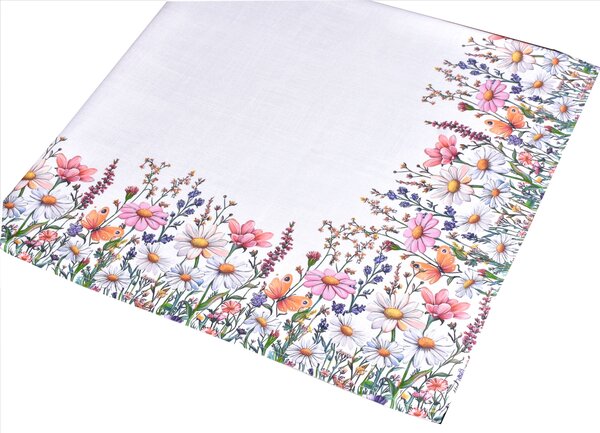Tegatex Polyesterový ubrus- luční květy s motýly Velikost: 85*85 cm