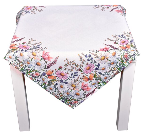 Tegatex Polyesterový ubrus- luční květy s motýly Velikost: 85*85 cm
