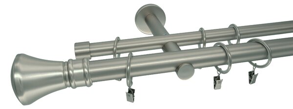 Kovovégarnýže.cz Garnýž Colosseo modern 19 mm matný nikl Varianta jednořadá nebo dvouřadá: Jednořadá, Délka: 120 cm, Uchycení látky: Kroužky s žabkou