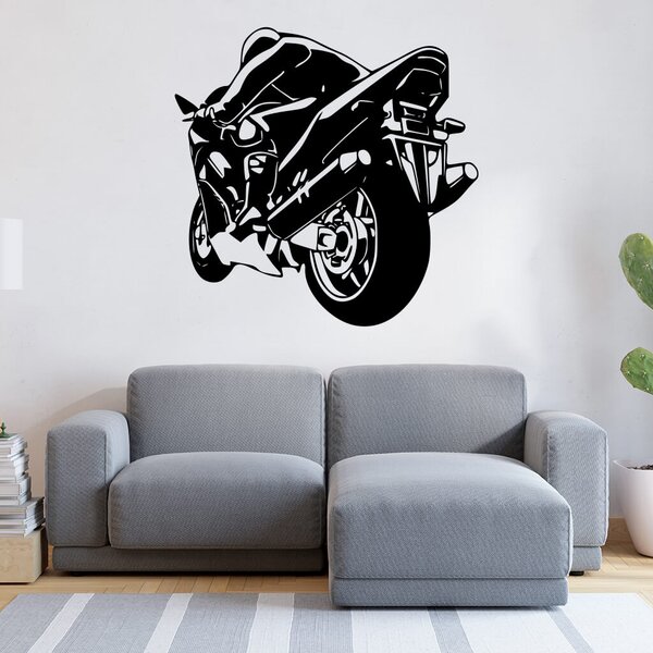 Živá Zeď Samolepka Sportovní motorka Barva: černá, Velikost: 60 x 59 cm