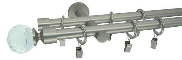 Kovovégarnýže.cz Garnýž Globe modern 19 mm matný nikl Varianta jednořadá nebo dvouřadá: Jednořadá, Délka: 120 cm, Uchycení látky: Kroužky s žabkou
