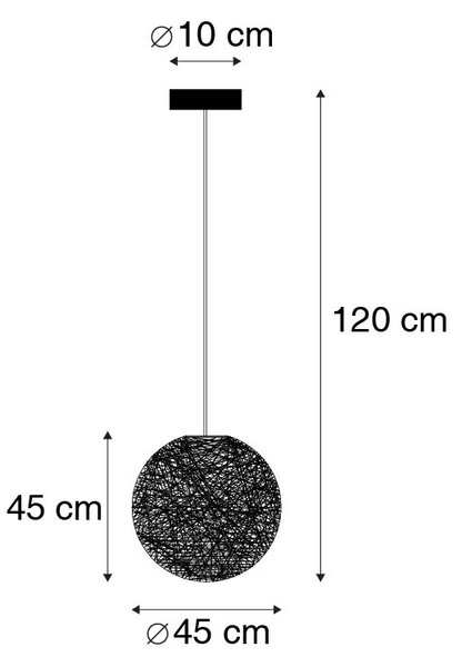 Chytré závěsné svítidlo bílé 45 cm vč. Wifi A60 - Corda