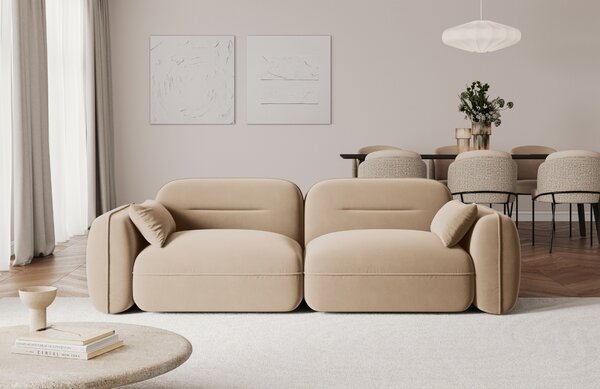 -25 % Dny MOMENTI– Cosmopolitan Design Pískově hnědá sametová trojmístná pohovka Sydney 230 cm