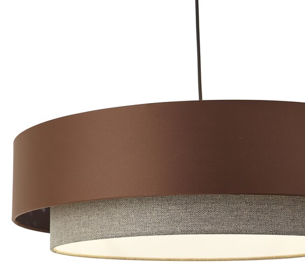 Moderní závěsné svítidlo tmavě bronzové s taupe 50 cm 3-světelné – Drum Duo