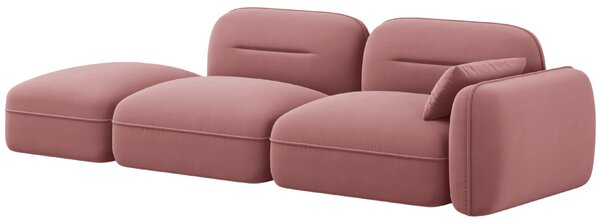 -25 % Dny MOMENTI– Cosmopolitan Design Růžová sametová trojmístná pohovka Sydney 295 cm, levá