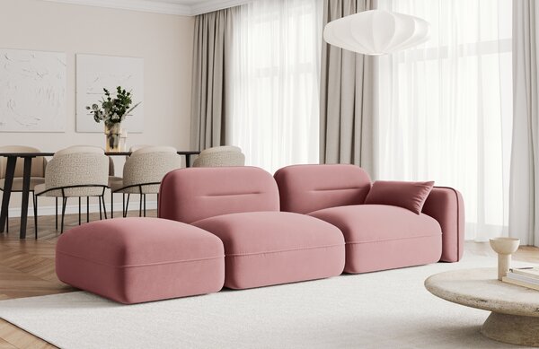 -25 % Dny MOMENTI– Cosmopolitan Design Růžová sametová trojmístná pohovka Sydney 295 cm, levá
