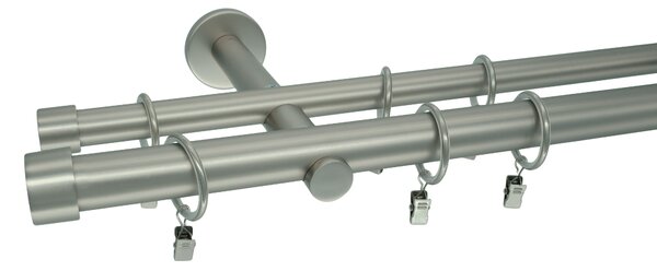 Kovovégarnýže.cz Garnýž Rullo modern 19 mm matný nikl Varianta jednořadá nebo dvouřadá: Jednořadá, Délka: 120 cm, Uchycení látky: Kroužky s žabkou